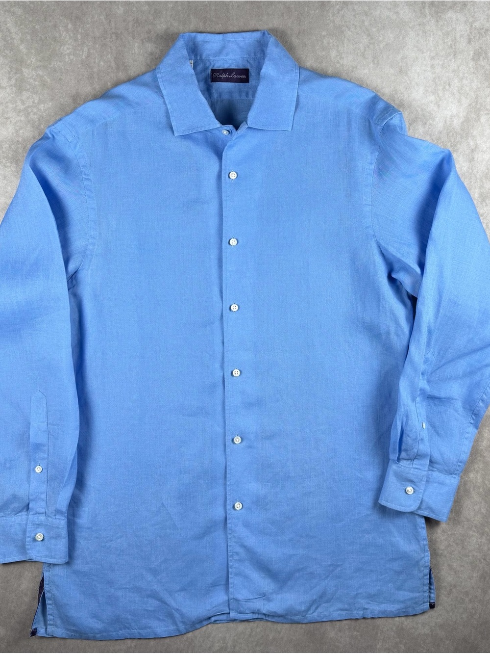 Ralph Lauren Purple Label Men’s XL Blue 100% Linen Shirt Made in Italy